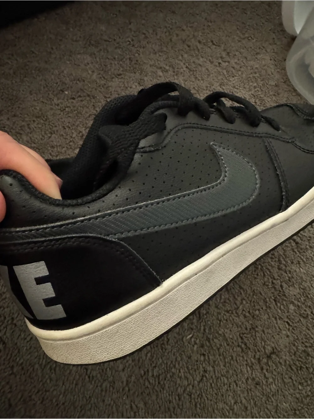 Nike Black and White Kids Court Borough Low-Top Sneakers Youth size 5.5 Shoes